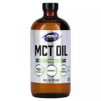 Now Foods Спортивное питание чистое триглицеридное масло с цепочками средней длины 16 жидких унций (473 мл)