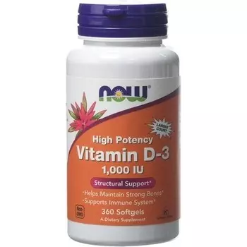 Now Foods Стандартные капсулы с витамином D3 1000 МЕ, 360 шт.