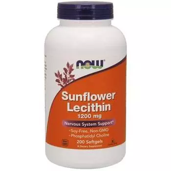 Now Foods, Sunflower Lecithin Лецитин из семян подсолнечника 1200 мг 200 капсул