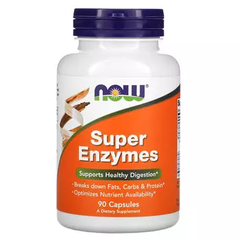NOW Foods, суперферменты, 90 капсул
