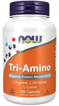 Now Foods, Tri-Amino (L-аргинин, L-орнитин, L-лизин) - 120 капсул
