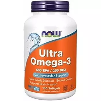 NOW Foods Ultra Omega-3 500 мягких таблеток ЭПК/250 ДГК 180 штук