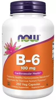 Now Foods, Витамин B6 100 мг - 250 капсул