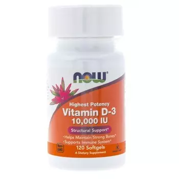 Now Foods Витамин D3 10000 МЕ - Биологически активная добавка, 120 капсул