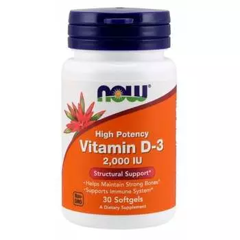 Now Foods, Витамин D3 2000 МЕ, 50 мкг, 30 шт.