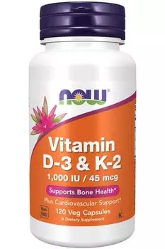 Now Foods Vitamin D-3 & K-2 витамин D3+K2, 120 шт.