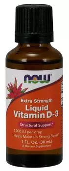 Now Foods Vitamin D-3 Liquid 1000 IU Extra Strength жидкий витамин D3, 30 ml