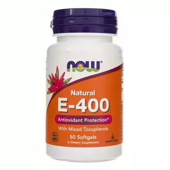 Now Foods, Витамин Е-400, 50 капсул