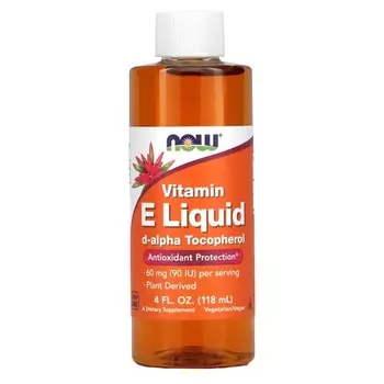 Now Foods, Витамин Е жидкий d-альфа-токоферол - капли с витамином Е, Добавка , 118 мл