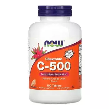 Now Foods Витамин С «Жевательный C-500» со вкусом апельсинового сока 100 таблеток