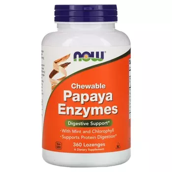 NOW Foods жевательные ферменты папайи, 360 пастилок
