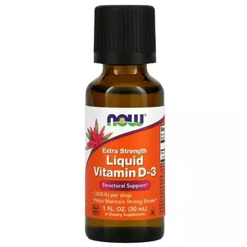Now Foods Жидкий витамин D3 усиленный 1000 МЕ 1 жидкая унция (30 мл)