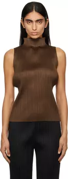 Новая цветная майка Basics 4 PLEATS PLEASE ISSEY MIYAKE, коричневый
