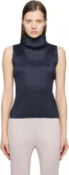 Новая цветная майка Basics 4 PLEATS PLEASE ISSEY MIYAKE, темно-синий