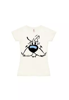 Новая футболка для девочек Asterix - Idefix - Лицо LOGOSHIRT, цвет Almost White