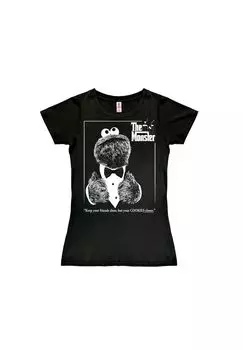 Новая футболка для девочек Cookie Monster — «Крестный отец» LOGOSHIRT, черный