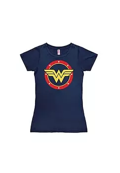 Новая футболка для девочек DC — Wonder Woman — круг с логотипом LOGOSHIRT, темно-синий