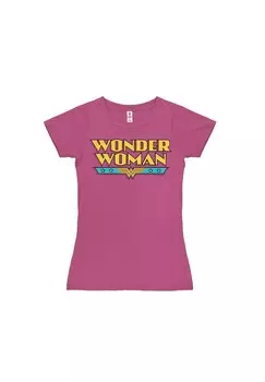 Новая футболка для девочек DC — Wonder Woman — логотип LOGOSHIRT, розовый