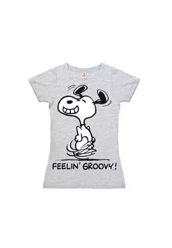 Новая футболка для девочек Peanuts — Feelin' Groovy LOGOSHIRT, цвет Grey-melange