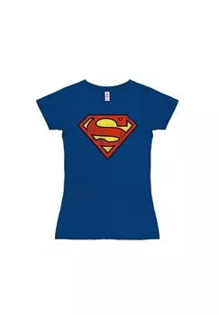 Новая футболка для девочек «Супермен» — логотип LOGOSHIRT, цвет Azure Blue
