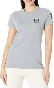 Новая футболка с флагом свободы Under Armour, цвет Steel Light Heather/Black