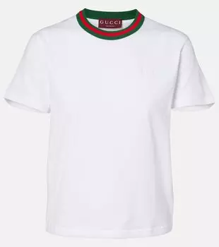 Новая хлопковая футболка с принтом в стиле 70-х Gucci, White/Mix