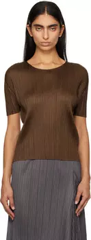 Новая красочная футболка Basics 4 PLEATS PLEASE ISSEY MIYAKE, коричневый