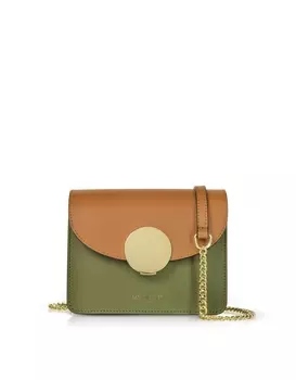 Новая мини-сумка через плечо Ondina с цветными блоками Le Parmentier, карамель/военный зеленый