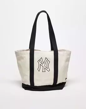 Новая тяжелая холщовая сумка New Era NY Yankees в кремовом цвете, многоцветная