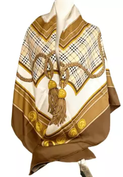 Новая женская шелковая шаль Burberry с принтом в виде кисточек в виде лошади, коричневый