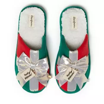Новинка Dearfoams Holiday, тапочки для взрослых, цвет Green Gift Bow