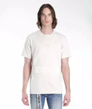 Новинка Футболка с вышитыми треугольниками большого размера в кремовом цвете HVMAN