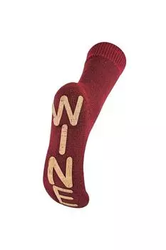 Новинка, мягкие носки-тапочки WINE с толстой термофлисовой подкладкой Sock Snob, красный