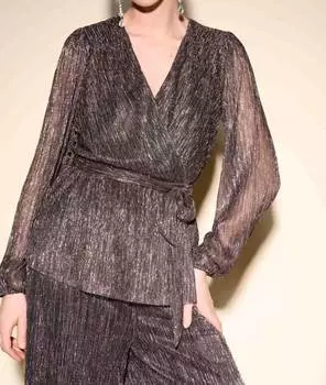 Новинка Топ с рукавами-фонариками в черном/розово-золотом цвете Joseph Ribkoff