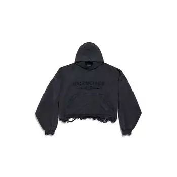 Новогодняя серия 25 - Укороченная толстовка с капюшоном BALENCIAGA, черный