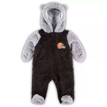 Новорожденных и младенцев Коричневый/серый Cleveland Browns Game Nap Teddy Fleece Bunting с молнией во всю длину Outerstuff