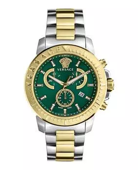 Новые часы Chrono Chronograph Versace, цвет two tone/two tone/green