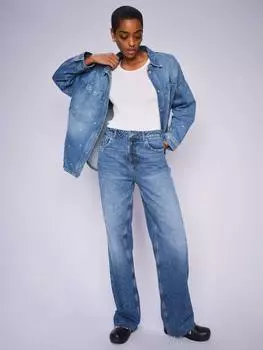 Новые хромированные джинсы с широкими штанинами MOS MOSH, средний синий