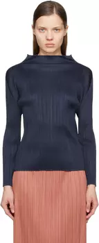 Новые красочные основы 4 Топ PLEATS PLEASE ISSEY MIYAKE, темно-синий