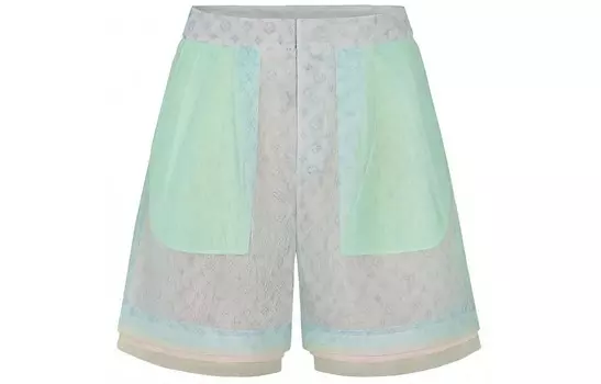 Новые квартальные продукты LV Casual Shorts Men Turquoise Louis Vuitton, бирюзовый