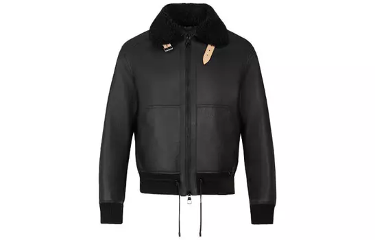 Новые квартальные продукты LV Leather Jacket Men Black Louis Vuitton, черный