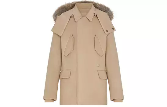 Новые квартальные продукты LV Parka Coat Men Khaki Louis Vuitton, хаки