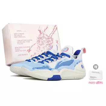 Новые мигающие 9 TD баскетбольные кроссовки мужские низкие белые/синие Lining