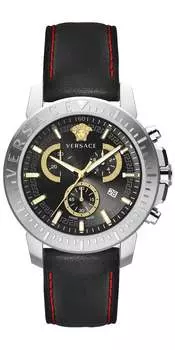Новые мужские кварцевые часы Versace Chrono 45 мм, черный
