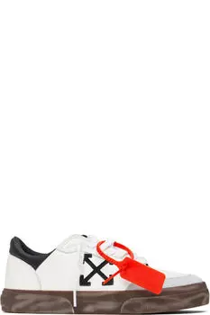 Новые низкие кроссовки из вулканизированной кожи белого и черного цвета Off-White