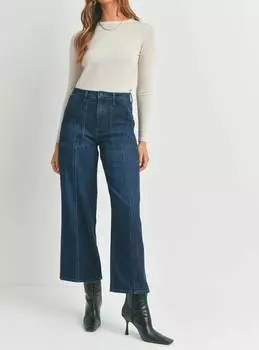 Новые прямые джинсы со швами Utility из темного денима JUST BLACK DENIM, цвет dark denim