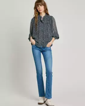 Новые женские прямые джинсы Brooke с низкой посадкой и потертым эффектом Pepe Jeans, синий