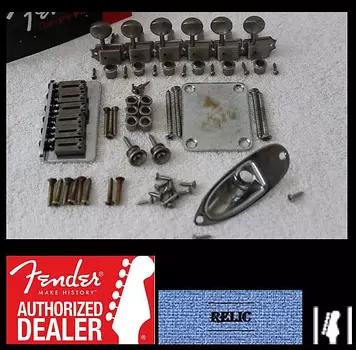 Новый комплект оборудования Fender American Std Hardtail Aged/Relic Chrome Stratocaster с тюнерами 003-2909-049 003-2909-000 American Standard Stratocaster Hardtail Bridge Assembly
