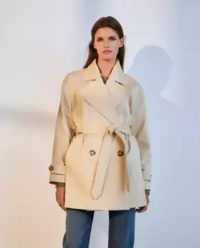 Новый короткий женский тренч из хлопка Woman El Corte Ingls, бежевый