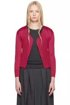 Новый красочный базовый кардиган 4 Pleats Please Issey Miyake, цвет carmine